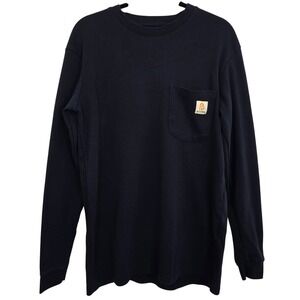 BOCOMAL FR Flame Resistant Work Shirt Medium Navy Long‎ Sleeve NFPA 2112 CAT 2